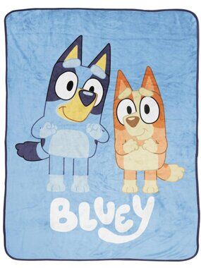 Bluey and Bingo Plush Throw Blanket, 46" X 60", Soft & Cozy Fleece Throw